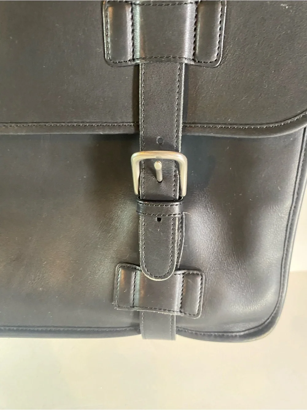 Vintage Coach Black Leather Briefcase Laptop Messenger Bag Adjustable Strap
